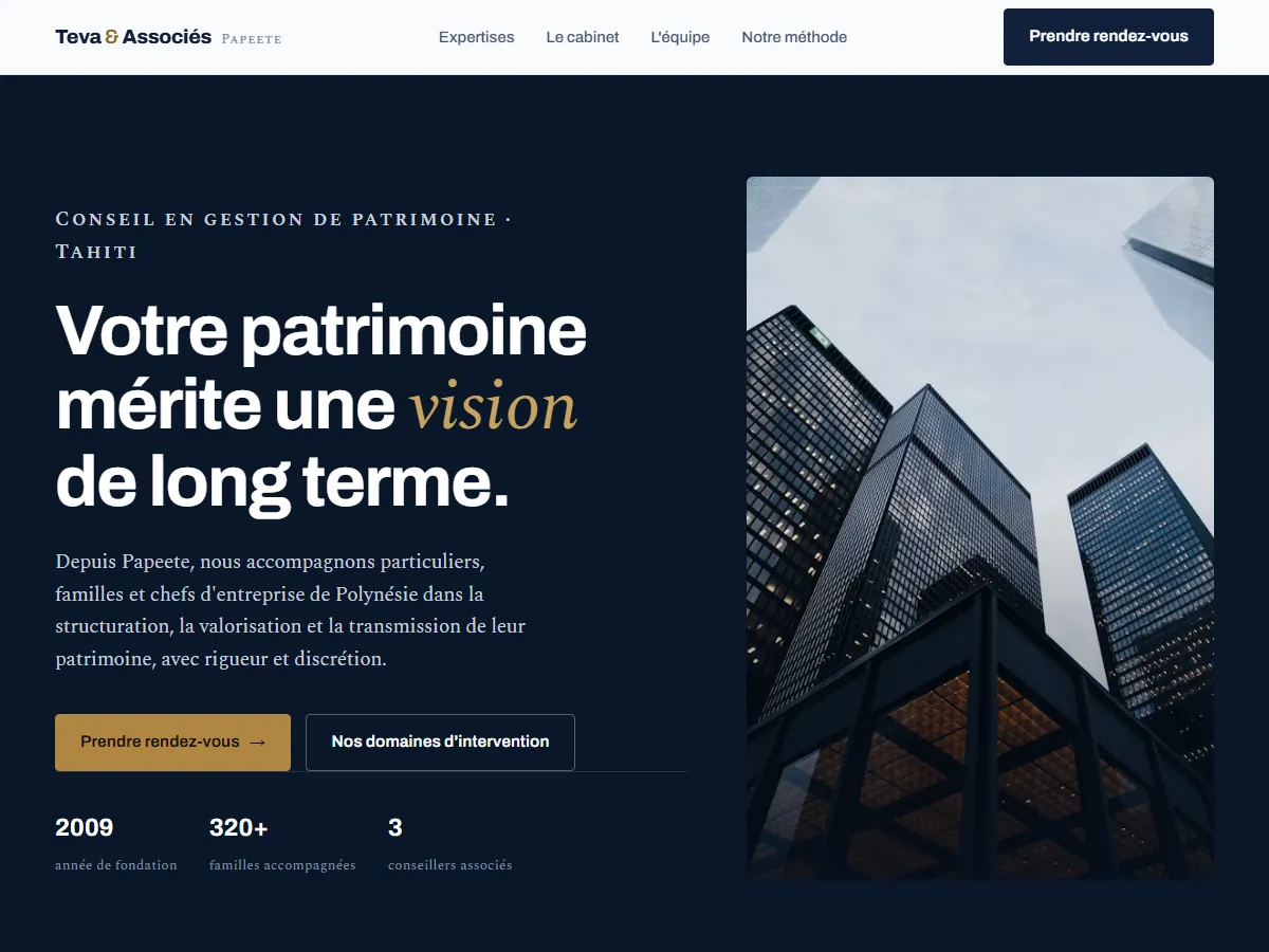 Aperçu du site démo Cabinet Teva & Associés