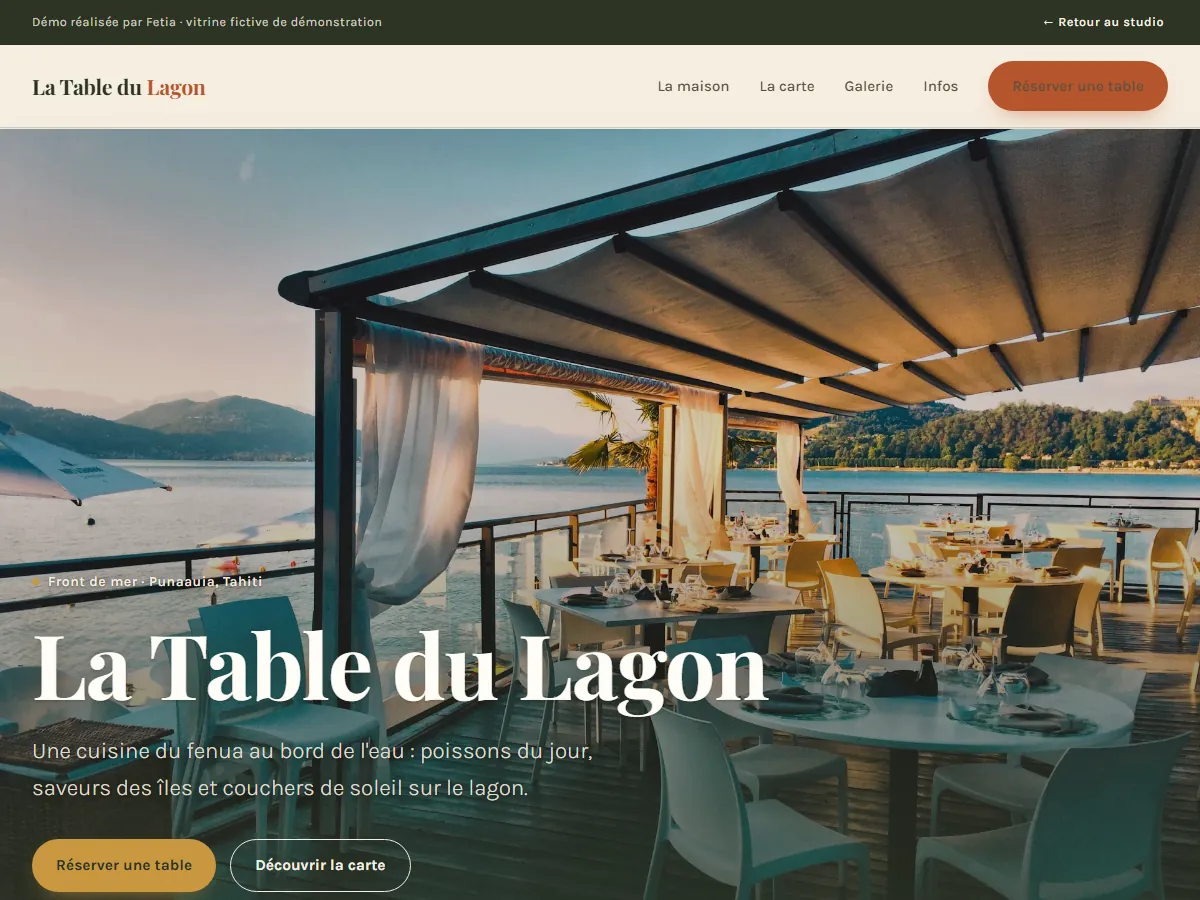 Aperçu du site démo La table du lagon